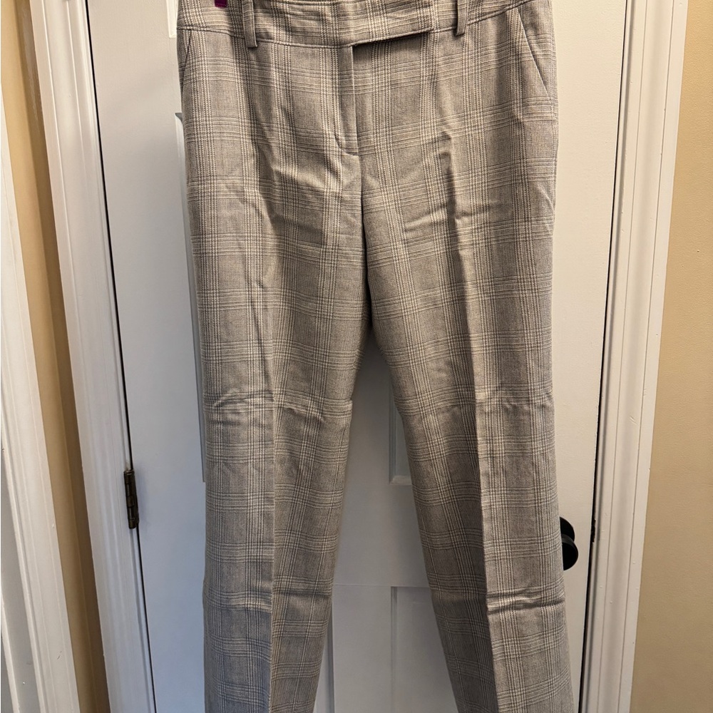 Ann Taylor Glen Plaid Gray Trousers